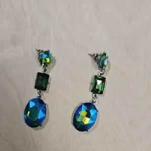 Elegant Green and Blue Dangle Earrings